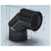Сэндвич-отвод эмалированный 90°для дымохода Agni d-115*200мм