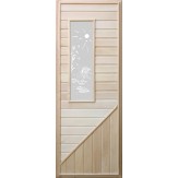 Дверь деревянная с прямоугольной вставкой из стекла 2100*800