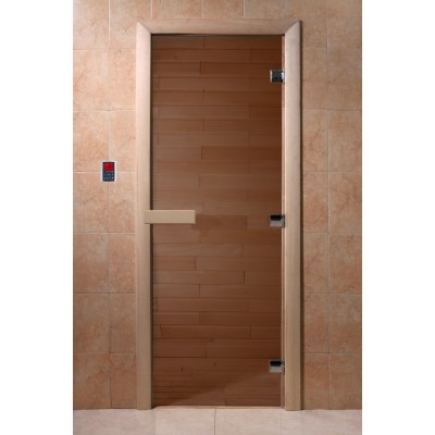Дверь для бани и сауны DoorWood стекло прозрачное цвет бронза 190*60 коробка ольха
