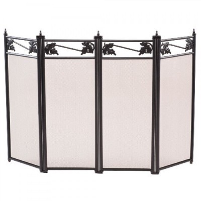 Экран каминный LK C04044BK черный, по краю лепесток