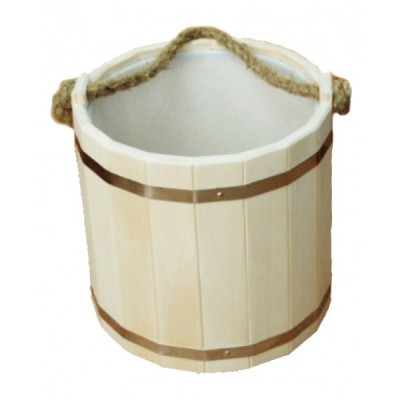 Ведро деревянное для бани и сауны Емеля 15 л с пластмассовой вставкой (ВП-15)