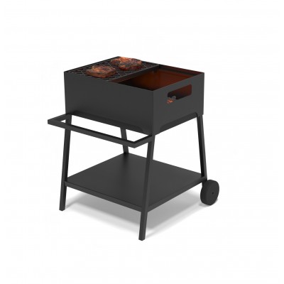 Мангал Везувий "Турист" №2 с чугунной решеткой "СТЕЙК" на подставке