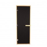 Дверь стеклянная для бани и сауны  Бронза Матовая Black 1900х700мм (8мм, 3 петли 716 CR) коробка из осины
