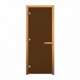 Стеклянная дверь для бани и сауны цвет бронза матовая коробка из осины 1700*700 мм 3 петли 716 GR