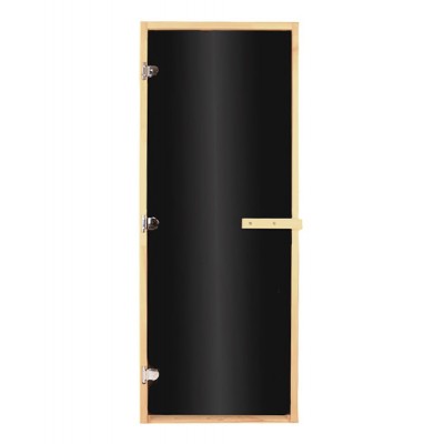Стеклянная дверь для бани и сауны цвет бронза black коробка из осины 1900*700 мм 3 петли 716 cr