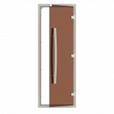 Дверь для бани и сауны Sawo 742-4SGA-1 стекло бронза, коробка осина, с порогом, ручка вертикальная, изогнутая