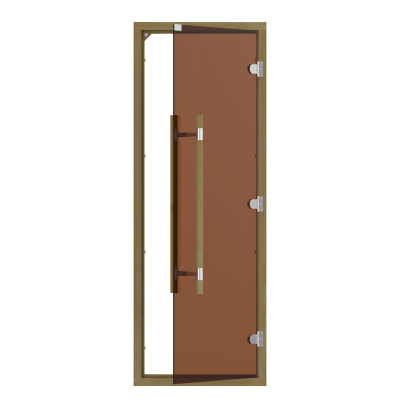 Дверь для бани и сауны Sawo 741-4SGA-3 стекло бронза, коробка осина, с порогом, ручка вертикальная прямая