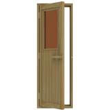 Дверь для бани и сауны Sawo 735-4SGD-L из кедра, с порогом, с окошком из стекла, левая