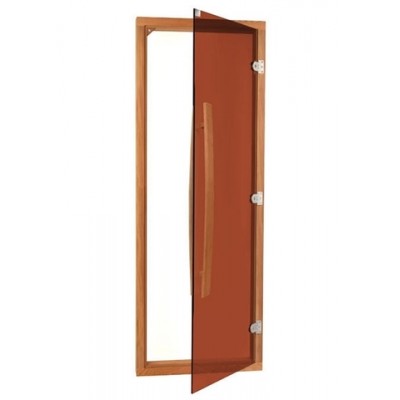 Дверь для бани и сауны Sawo 741-4SGD-1 стекло бронза, коробка из кедра, с порогом, ручка вертикальная изогнутая