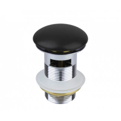 Донный клапан черный с переливом, керамическая крышка 1001/1B 