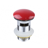 Донный клапан с переливом красный (керамическая крышка) 1001/1R