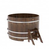 Купель для бани деревянная круглая d=1,17 м высота 1,0 м из сращенных ламелей лиственницы мореной