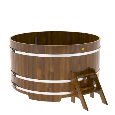 Купель для бани деревянная круглая d=2,0 м высота 1,4 м из лиственницы мореной премиум