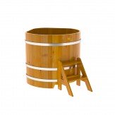 Купель для бани деревянная угловая из лиственницы рустик 1,19х1,19х1,0 м