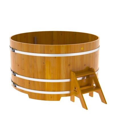 Купель для бани деревянная круглая d=2,0 м высота 1,1 м из лиственницы рустик