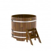 Купель для бани деревянная круглая d=1,5 м высота 1,4 м из лиственницы мореной рустик6