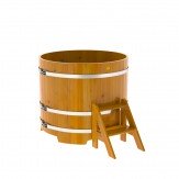 Купель для бани деревянная круглая d=1,17 м высота 1,1 м из лиственницы рустик