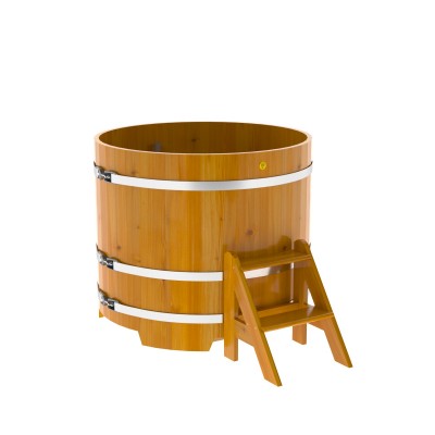 Купель для бани деревянная круглая d=1,17 м высота 1,1 м из лиственницы рустик