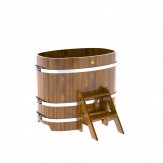 Купель для бани деревянная овальная 1,02х1,68х1,0 м из лиственницы мореной рустик