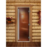 Дверь для бани и сауны DoorWood цвет бронза 180*60 коробка ольха
