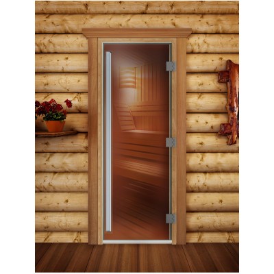 Дверь для бани и сауны DoorWood цвет бронза 200*70 коробка ольха
