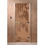 Дверь для бани и сауны DoorWood стекло с рисунком, цвет бронза матовая 200*70 коробка ольха