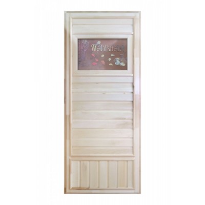 Деревянная дверь для бани со стеклом "Дженифер"