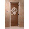 Дверь для бани и сауны DoorWood стекло с рисунком, цвет бронза 190*60 коробка ольха