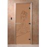 Дверь для бани и сауны DoorWood стекло с рисунком, цвет бронза матовая 190*70 коробка ольха