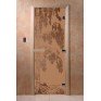 Дверь для бани и сауны DoorWood стекло с рисунком, цвет бронза матовая 190*60 коробка ольха