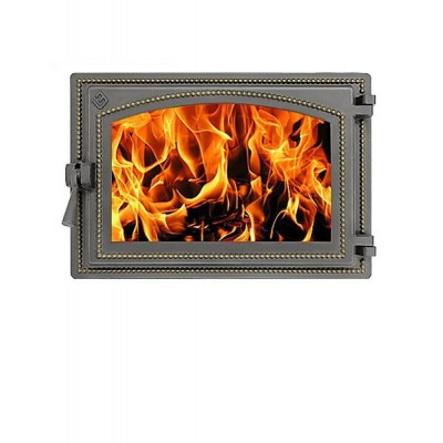 Дверка каминная со стеклом Везувий 230 бронза