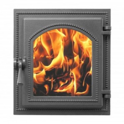 Дверка каминная со стеклом Везувий 270 цвет антрацит