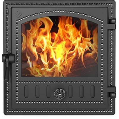 Дверка каминная со стеклом Везувий 280 цвет антрацит