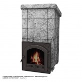 Печь для бани и сауны Сударушка облицовка с фасками талькохлорит дверца чугунная панорамная портал чугунный