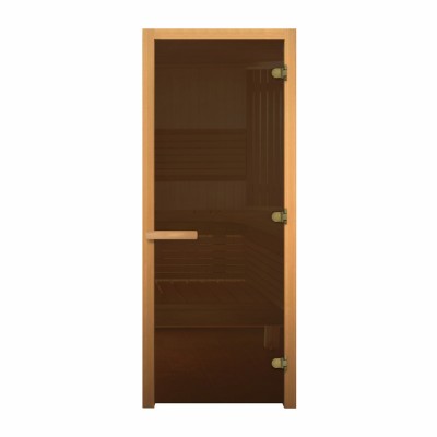 Стеклянная дверь для бани и сауны цвет бронза коробка из осины 1900*700 мм 3 петли 716 gb правая