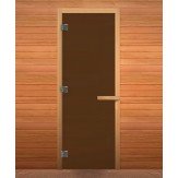 Стеклянная дверь для бани и сауны коробка хвоя цвет бронза матовая 1800*700 мм 3 петли 716 gb