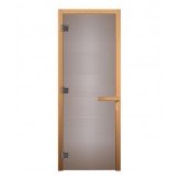 Стеклянная дверь для бани и сауны цвет сатин коробка из осины 1900*700 мм 3 петли 710
