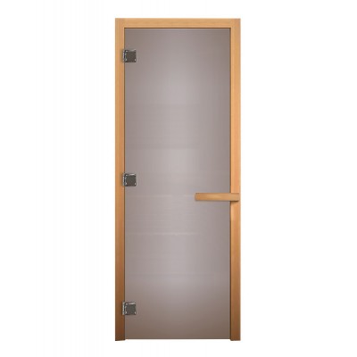 Дверь стеклянная для бани и сауны  Сатин Матовая 1900х700мм (8мм, 3 петли 716 CR) (Магнит) коробка из осины