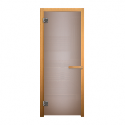 Дверь стеклянная для бани и сауны  Сатин Матовая 1800х700мм (6мм, 2 петли 710) (Магнит) коробка из осины 