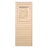 Дверь для русской бани деревянная глухая с рисунком из липы 1900*700 коробка хвоя
