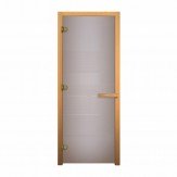 Стеклянная дверь для бани и сауны цвет Сатин матовая коробка из северной сосны 1900*700 мм 3 петли 710 CR