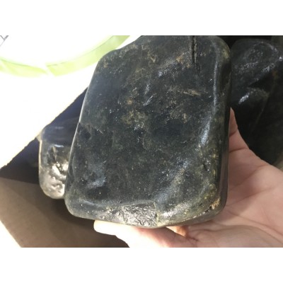 Нефрит идеально шлифованный крупная фракция (тёмно-болотный) для бани и сауны, 1 кг