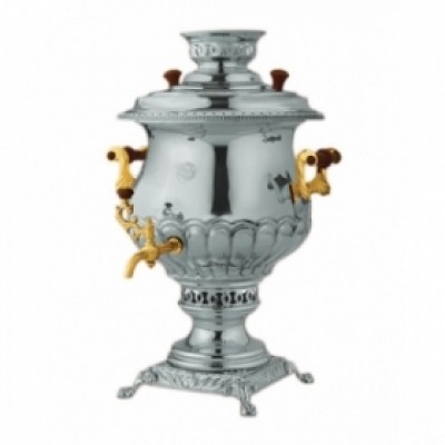 Самовар угольный 5,5 л Никель и золото (С.MOMTAZ/2) 