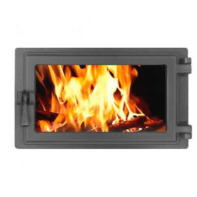 Дверка каминная со стеклом ЭТНА 430 (левая)