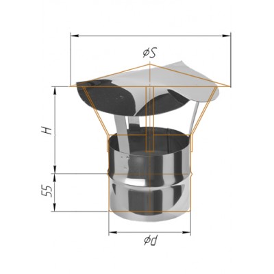Зонт-К  Ferrum d=80 мм из стали AISI 430 0,5мм
